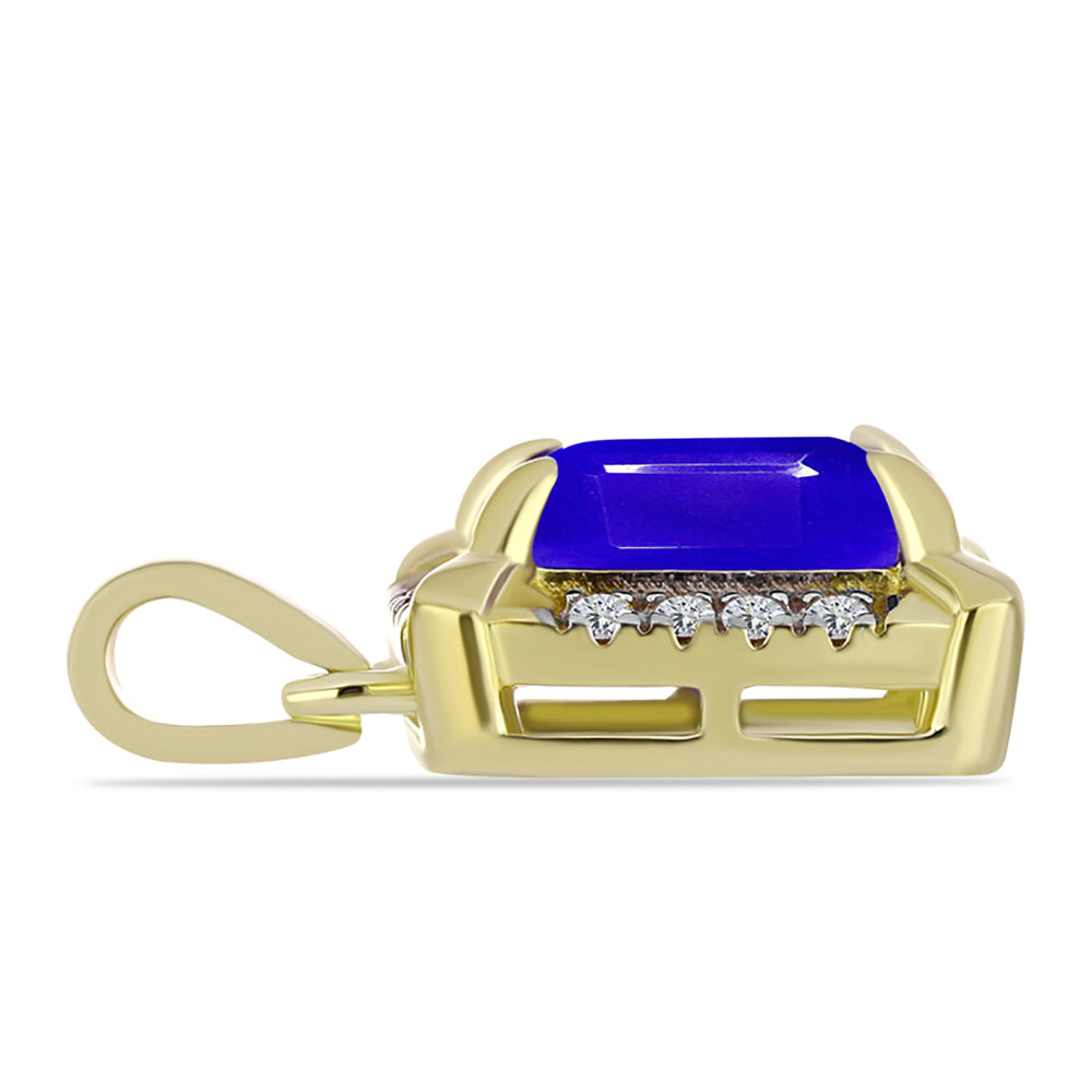 Pandantiv din Argint 925 Placat cu Aur ( 1.58 grame ) cu Agat Albastru și Topaz Alb 1.53 Carate 2 