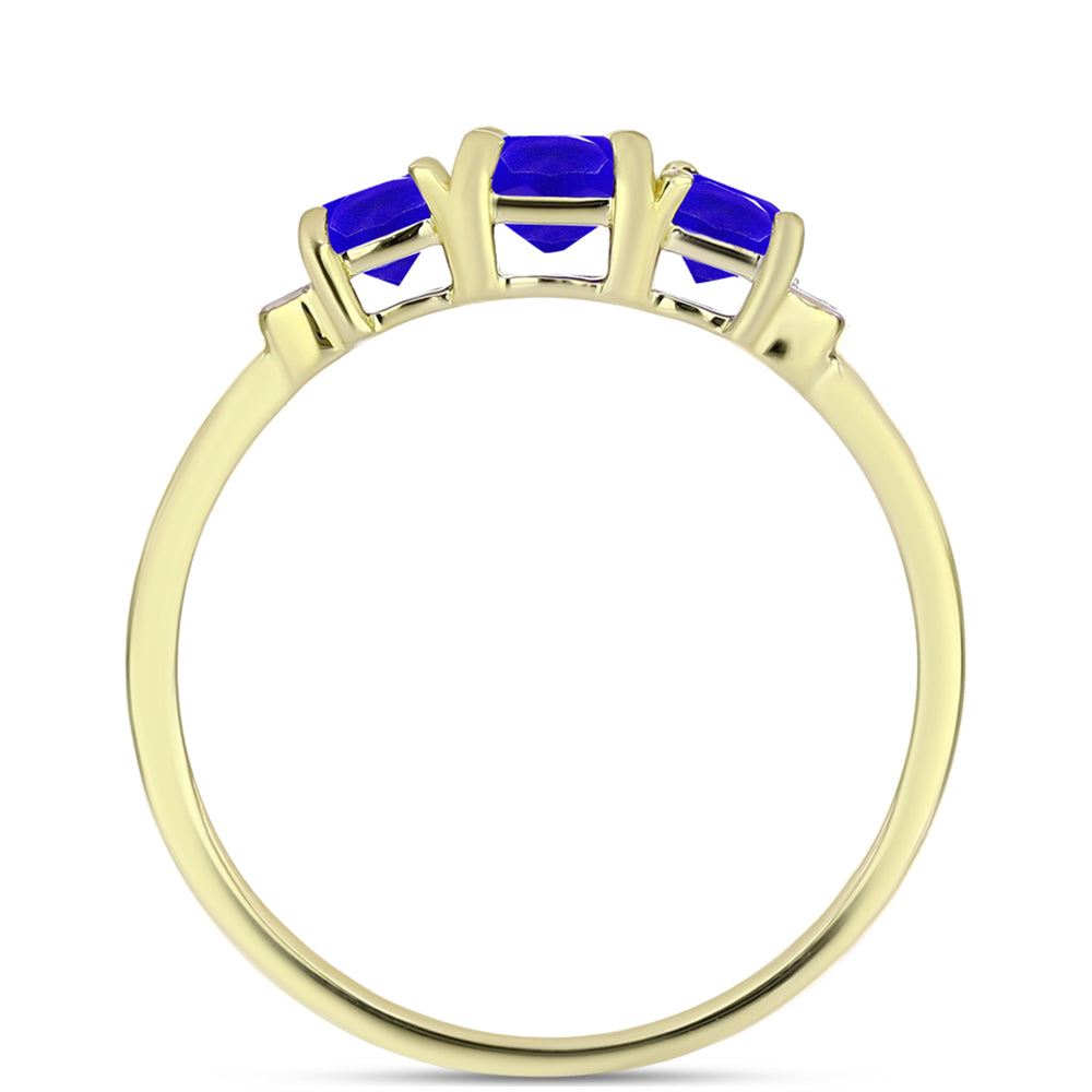 Inel din Argint 925 Placat cu Aur ( 1.7 grame ) cu Agat Albastru și Topaz Alb 1.1 Carate 2 