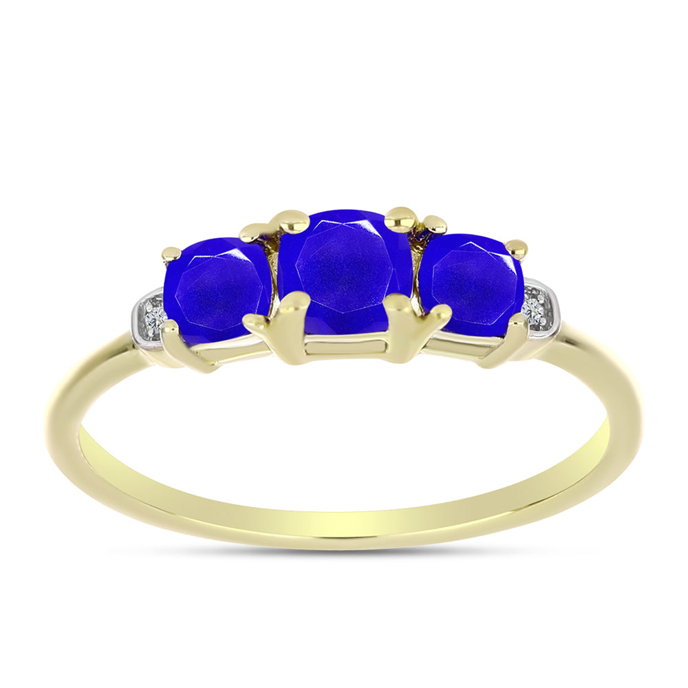 Inel din Argint 925 Placat cu Aur ( 1.7 grame ) cu Agat Albastru și Topaz Alb 1.1 Carate