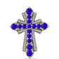 Cruce Pandantiv din Argint 925 Placat cu Aur ( 4.75 grame ) cu Agat Albastru și Topaz Alb 2.79 Carate