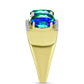 Inel din Argint 925 Placat cu Aur ( 4.79 grame ) cu Cuarț Păun și Topaz Alb 3.76 Carate