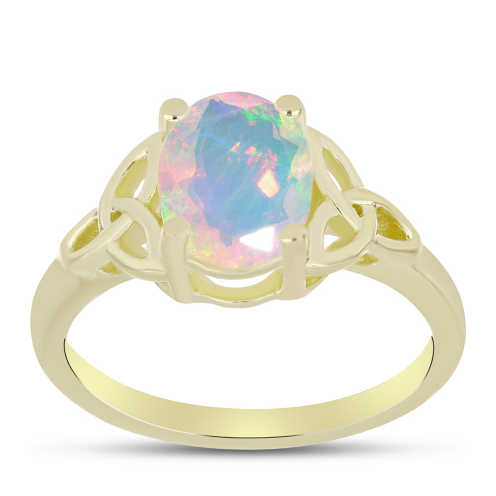 Inel din Argint 925 Placat cu Aur ( 2.5 grame ) cu Opal Welo 1.17 Carate