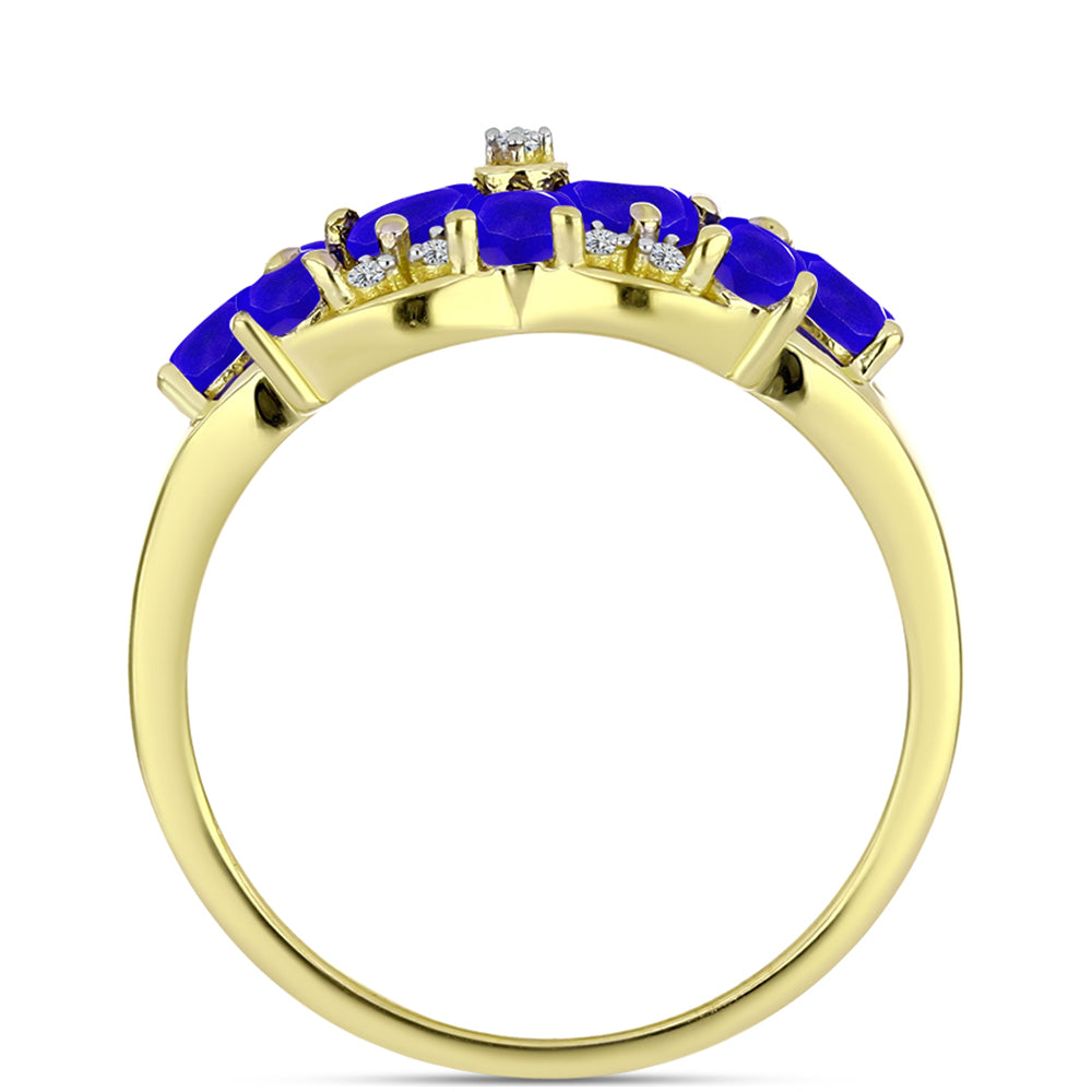 Inel din Argint 925 Placat cu Aur ( 3.96 grame ) cu Agat Albastru și Topaz Alb 1.87 Carate