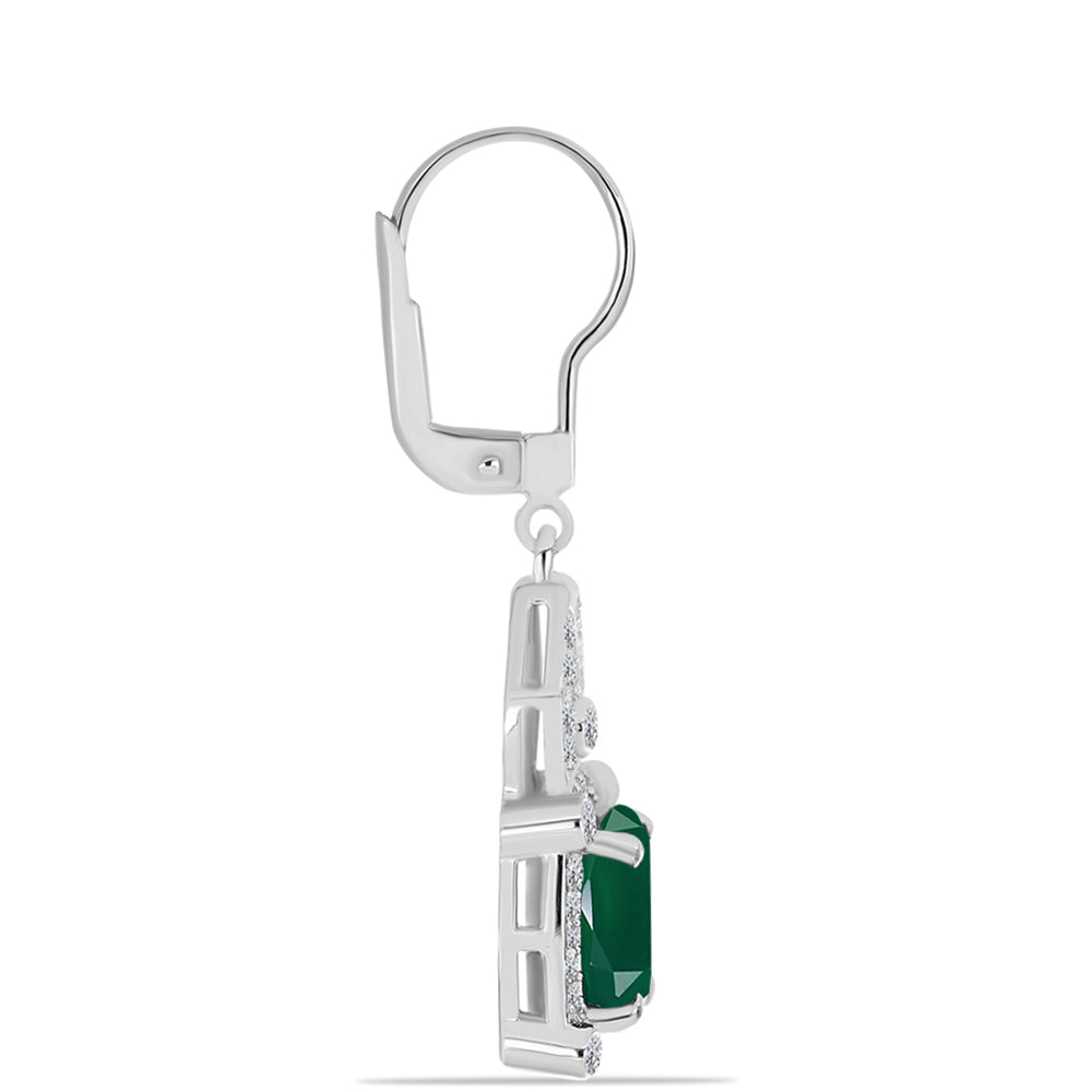 Cercei din Argint 925 ( 4.16 grame ) cu Calcedon Verde și Topaz Alb 3.92 Carate 2 