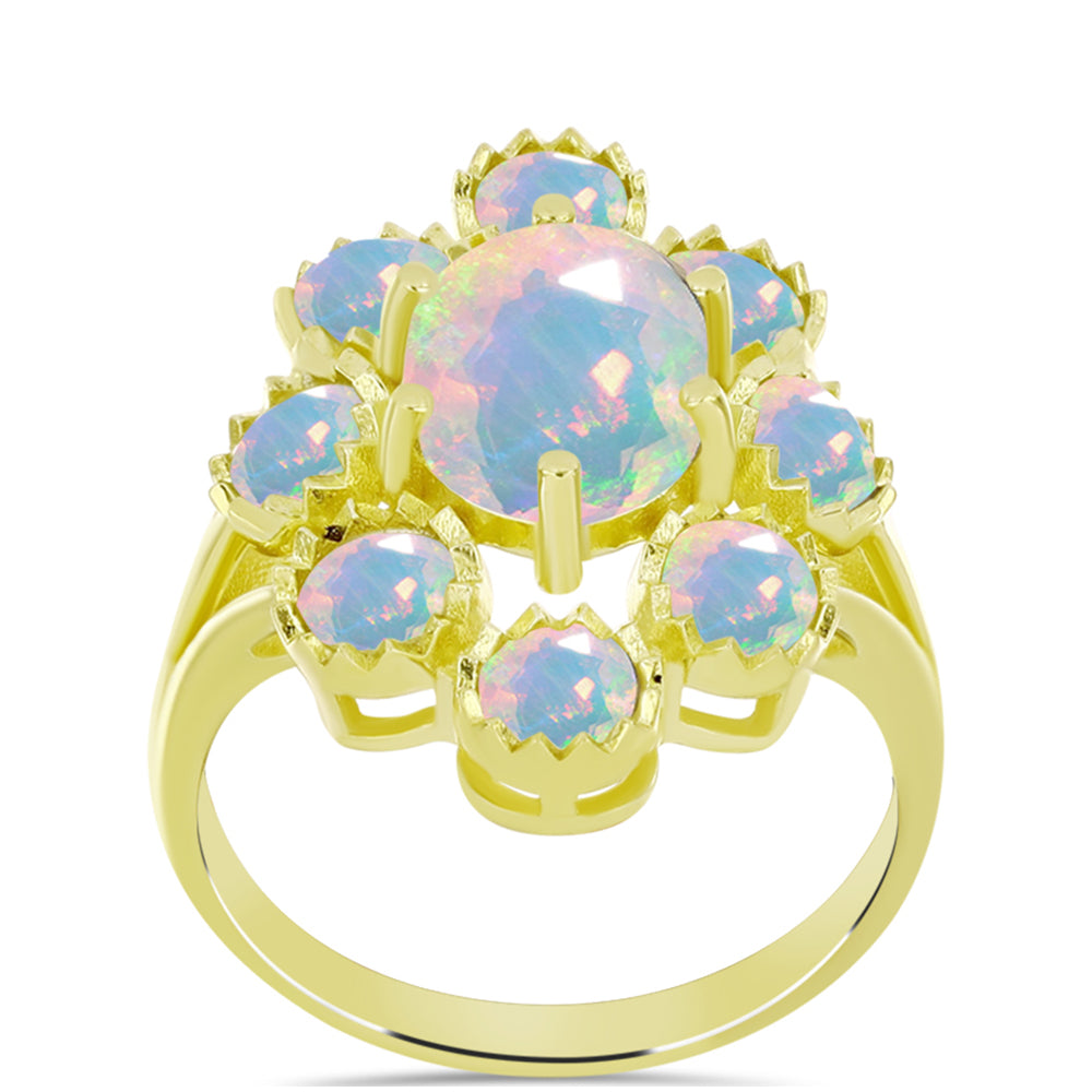 Inel din Argint 925 Placat cu Aur ( 4.06 grame ) cu Opal Welo 3 Carate 3 
