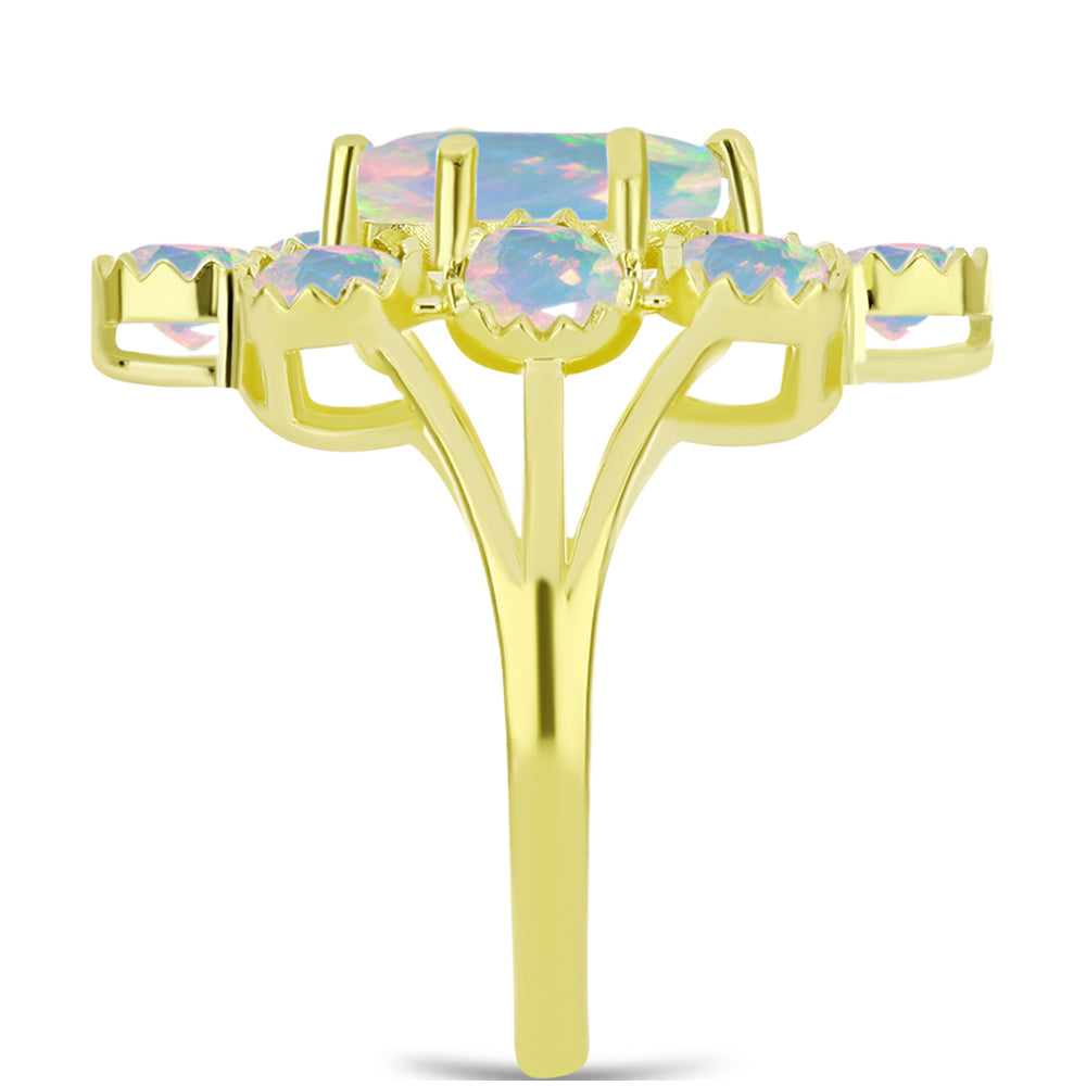 Inel din Argint 925 Placat cu Aur ( 4.06 grame ) cu Opal Welo 3 Carate 4 