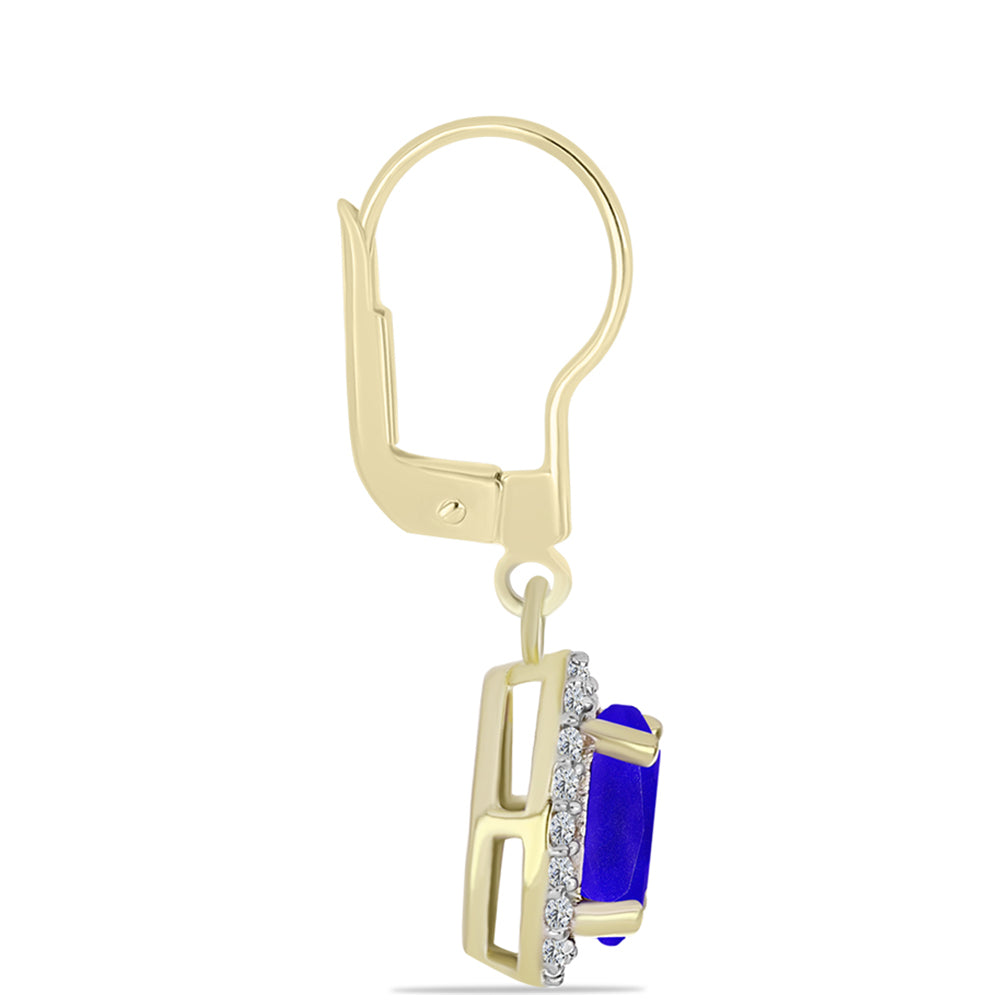 Cercei din Argint 925 Placat cu Aur ( 1.97 grame ) cu Agat Albastru și Topaz Alb 1.4 Carate