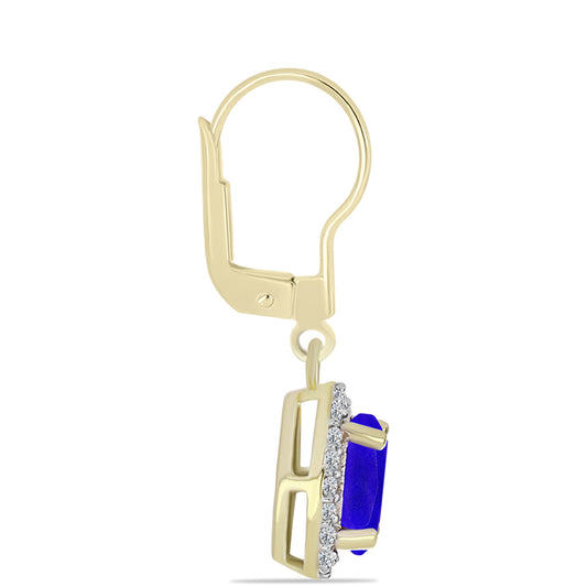 Cercei din Argint 925 Placat cu Aur ( 1.97 grame ) cu Agat Albastru și Topaz Alb 1.4 Carate