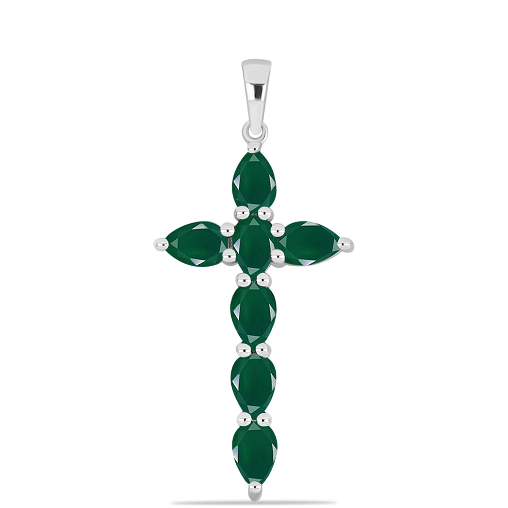 Cruce Pandantiv din Argint 925 ( 2.53 grame ) cu Calcedon Verde 2.49 Carate