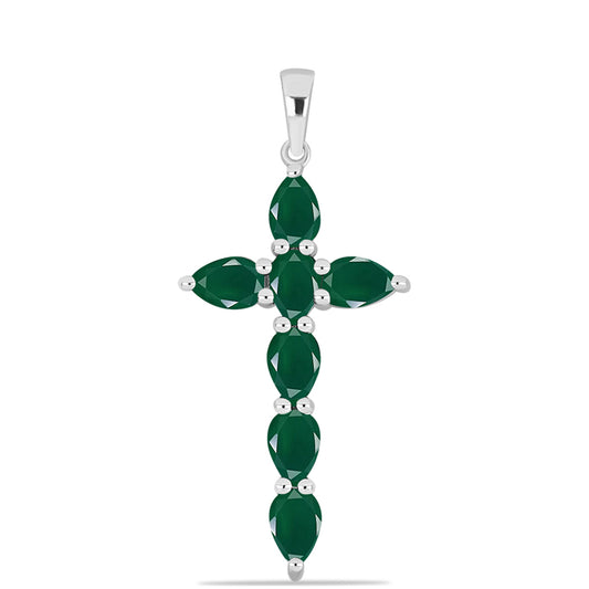 Cruce Pandantiv din Argint 925 ( 2.53 grame ) cu Calcedon Verde 2.49 Carate