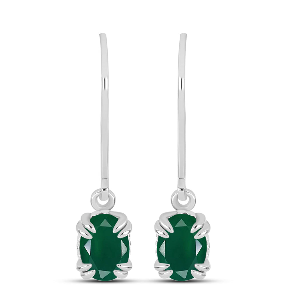 Cercei din Argint 925 ( 1.6 grame ) cu Calcedon Verde 1.32 Carate