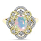 Inel din Argint 925 Placat cu Aur ( 3.58 grame ) cu Opal Welo și Topaz Alb 1.28 Carate