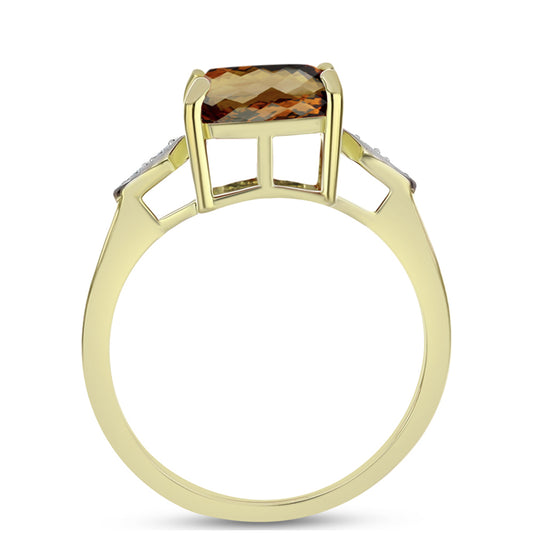 Inel din Argint 925 Placat cu Aur ( 2.8 grame ) cu Cuarț Coniac și Topaz Alb 3.69 Carate