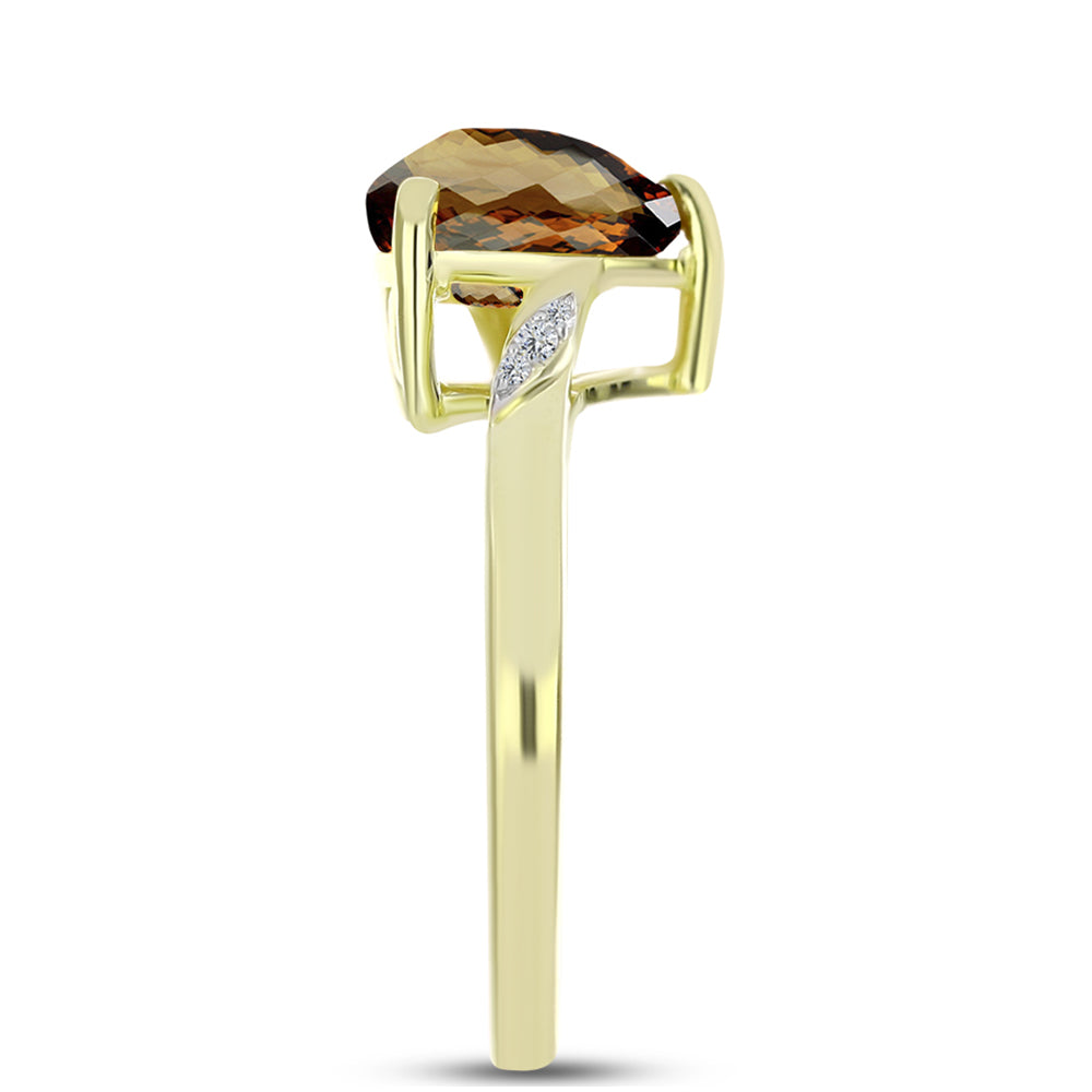 Inel din Argint 925 Placat cu Aur ( 2.8 grame ) cu Cuarț Coniac și Topaz Alb 3.29 Carate 4 