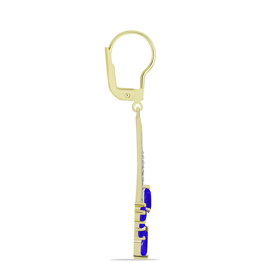 Cercei din Argint 925 Placat cu Aur ( 4.34 grame ) cu Agat Albastru și Topaz Alb 2.59 Carate