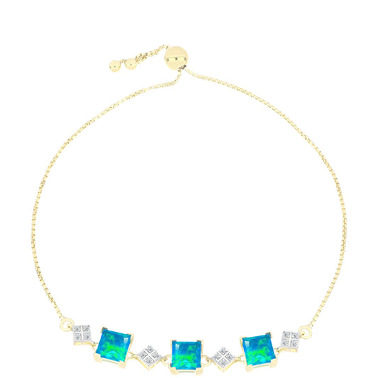 Brățară din Argint 925 Placat cu Aur ( 4.67 grame ) cu Opal Albastru Etiopian Paraiba și Topaz Alb 2.24 Carate