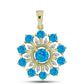 Pandantiv din Argint 925 Placat cu Aur ( 2.13 grame ) cu Opal Albastru Etiopian Paraiba și Topaz Alb 1.12 Carate