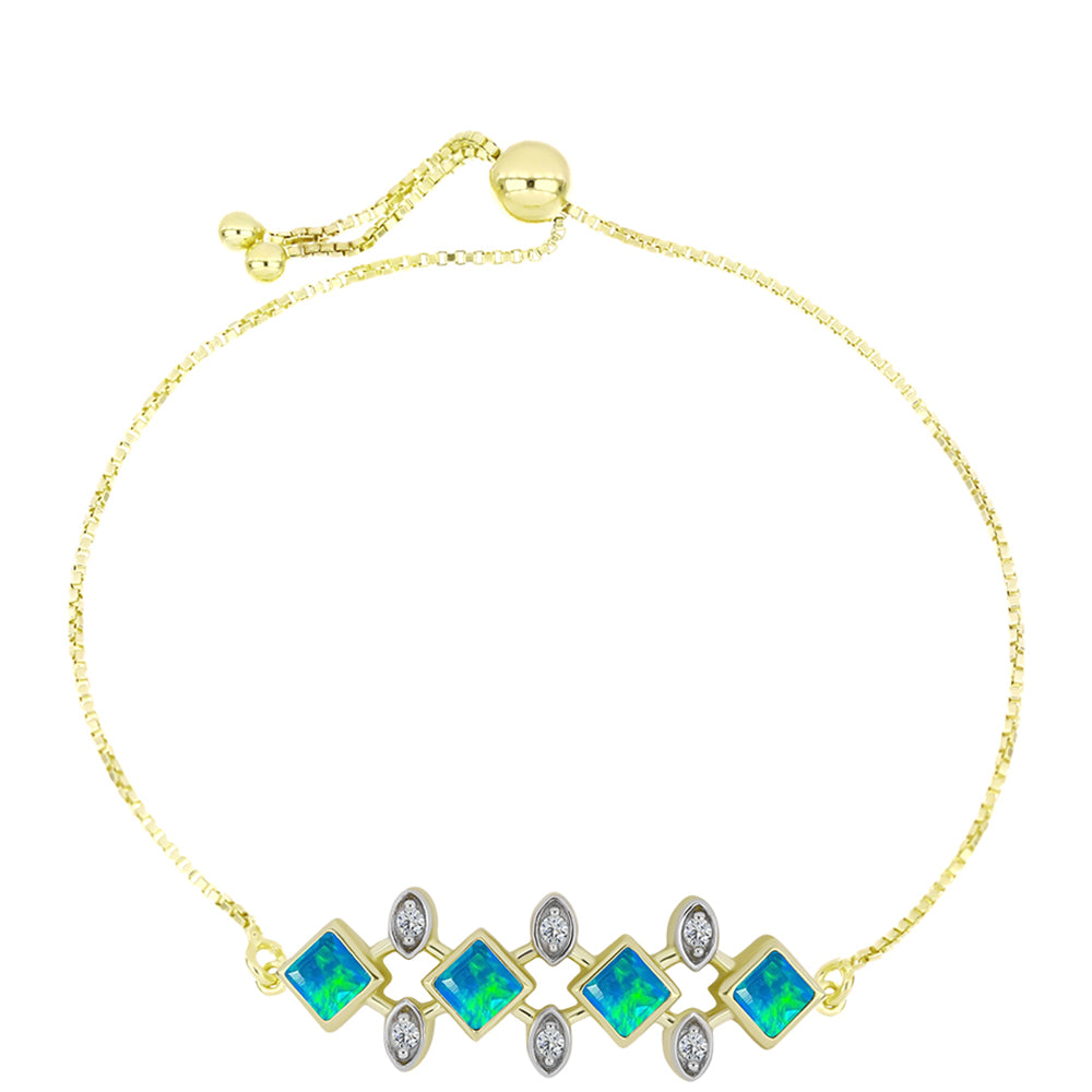 Brățară din Argint 925 Placat cu Aur ( 5.61 grame ) cu Opal Albastru Etiopian Paraiba și Topaz Alb 1.1 Carate