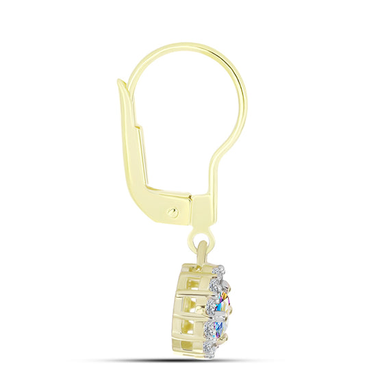 Cercei din Argint 925 Placat cu Aur ( 2.15 grame ) cu Moissanit de Gheață și Topaz Alb 0.91 Carate