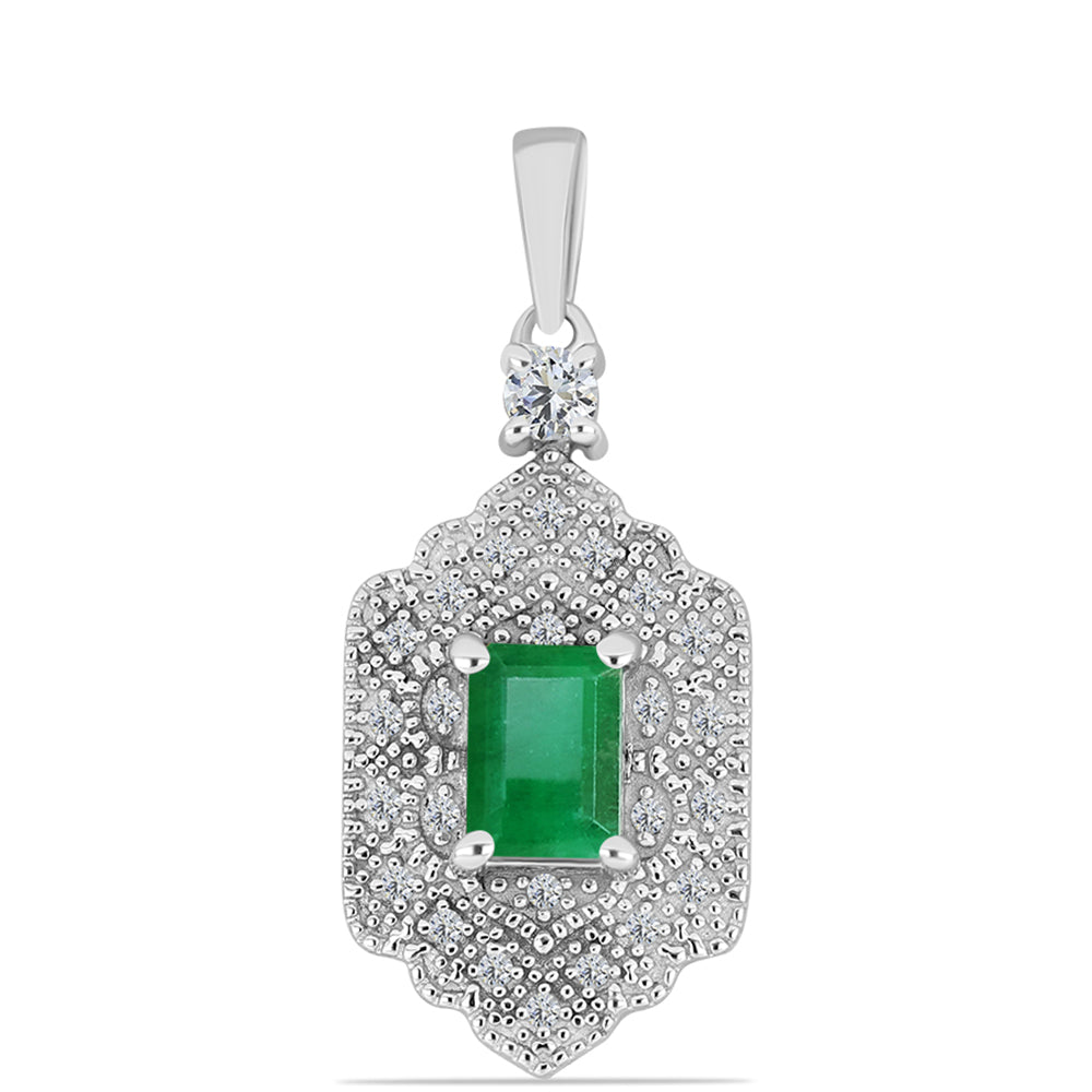 Pandantiv din Argint 925 ( 3.33 grame ) cu Smarald Brazilian și Topaz Alb 1.4 Carate