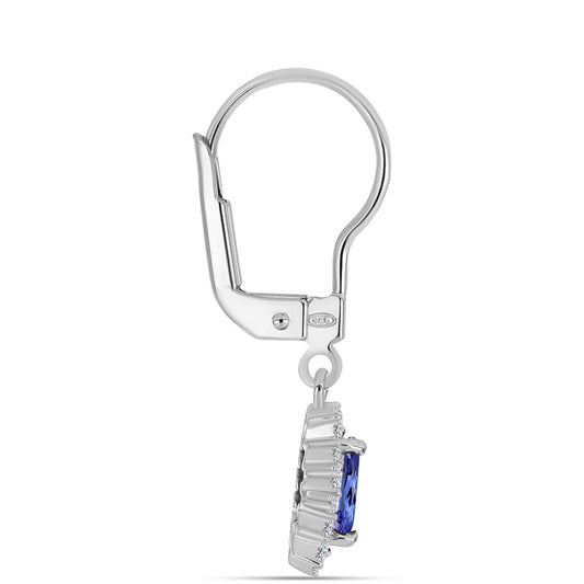 Cercei din Argint 925 ( 1.83 grame ) cu Tanzanit și Topaz Alb 1.1 Carate