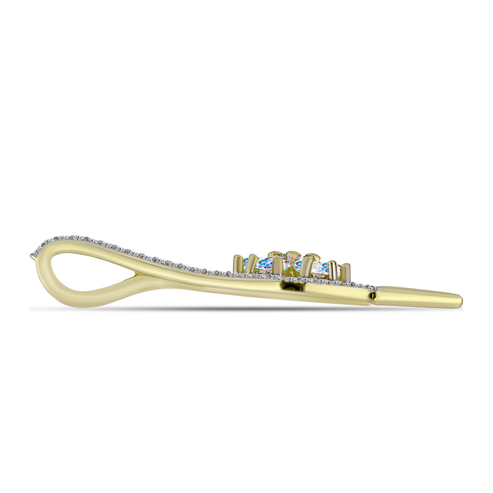 Pandantiv din Argint 925 Placat cu Aur ( 2.02 grame ) cu Moissanit de Gheață și Topaz Alb 0.91 Carate 2 