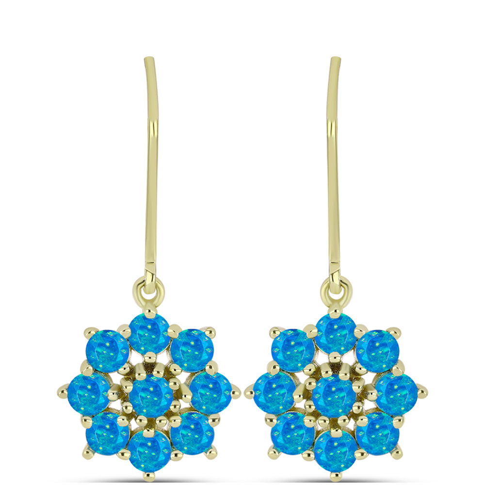 Cercei din Argint 925 Placat cu Aur ( 3.09 grame ) cu Opal Albastru Etiopian Paraiba 1.13 Carate 1 