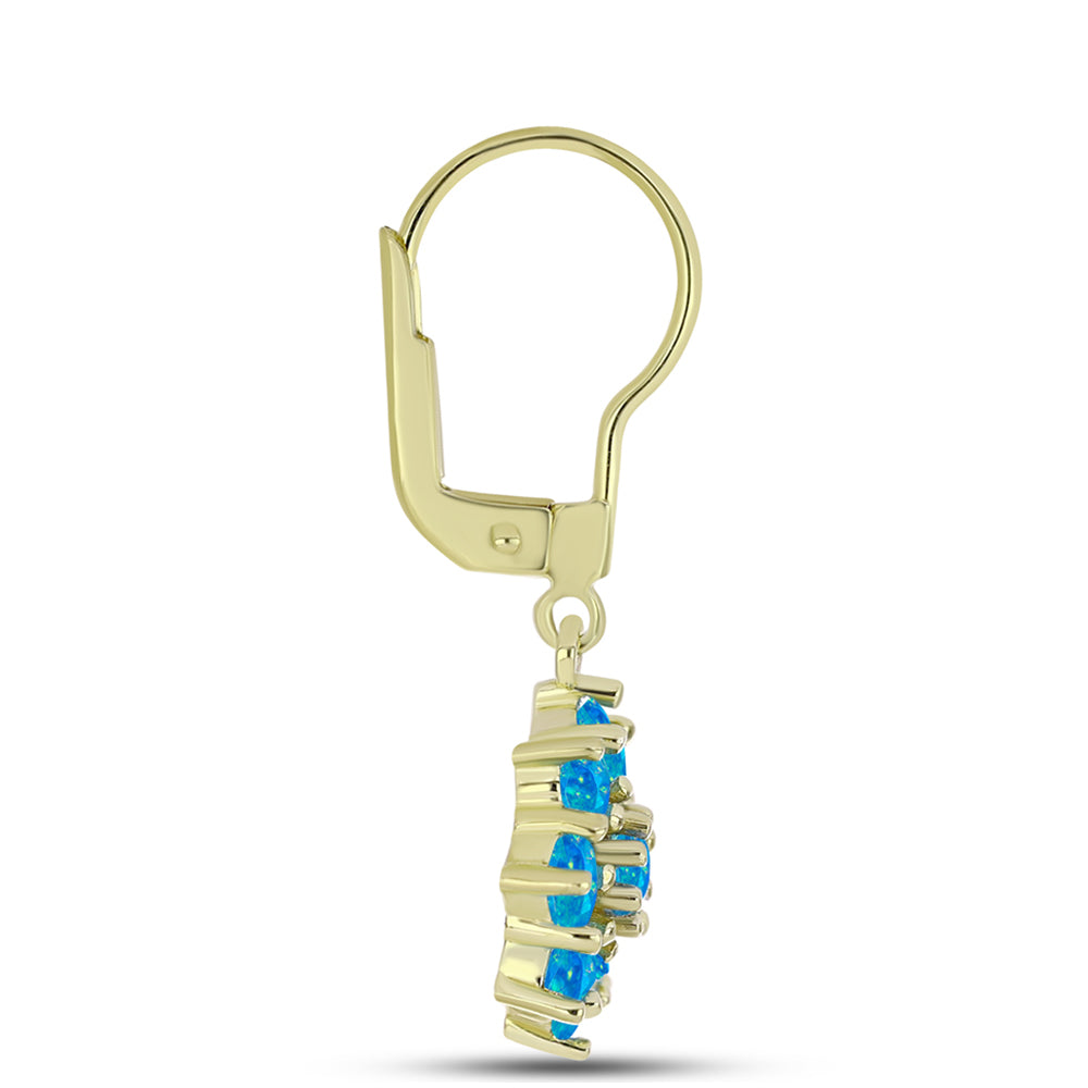 Cercei din Argint 925 Placat cu Aur ( 3.09 grame ) cu Opal Albastru Etiopian Paraiba 1.13 Carate 2 