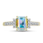 Inel din Argint 925 Placat cu Aur ( 2.98 grame ) cu Moissanit de Gheață și Topaz Alb 1.97 Carate