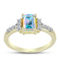 Inel din Argint 925 Placat cu Aur ( 2.98 grame ) cu Moissanit de Gheață și Topaz Alb 1.97 Carate