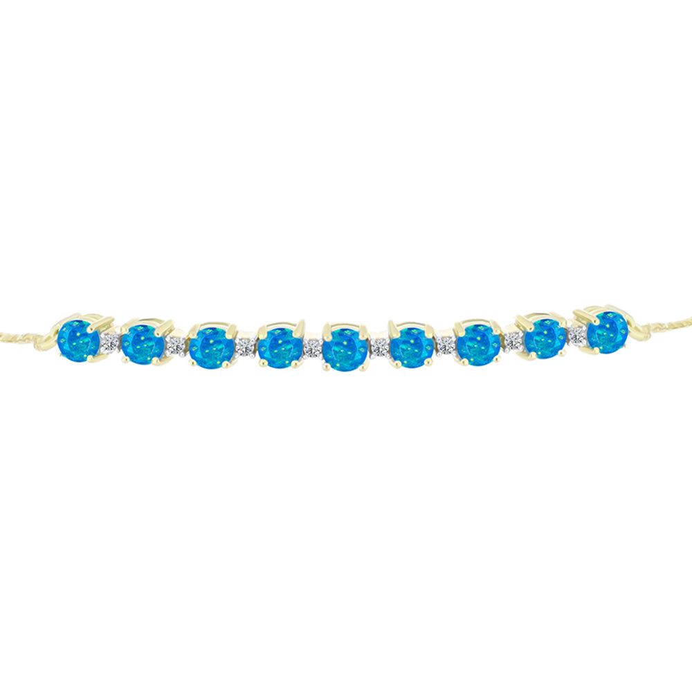 Brățară din Argint 925 Placat cu Aur ( 5.6 grame ) cu Opal Albastru Etiopian Paraiba și Topaz Alb 1.64 Carate 2 