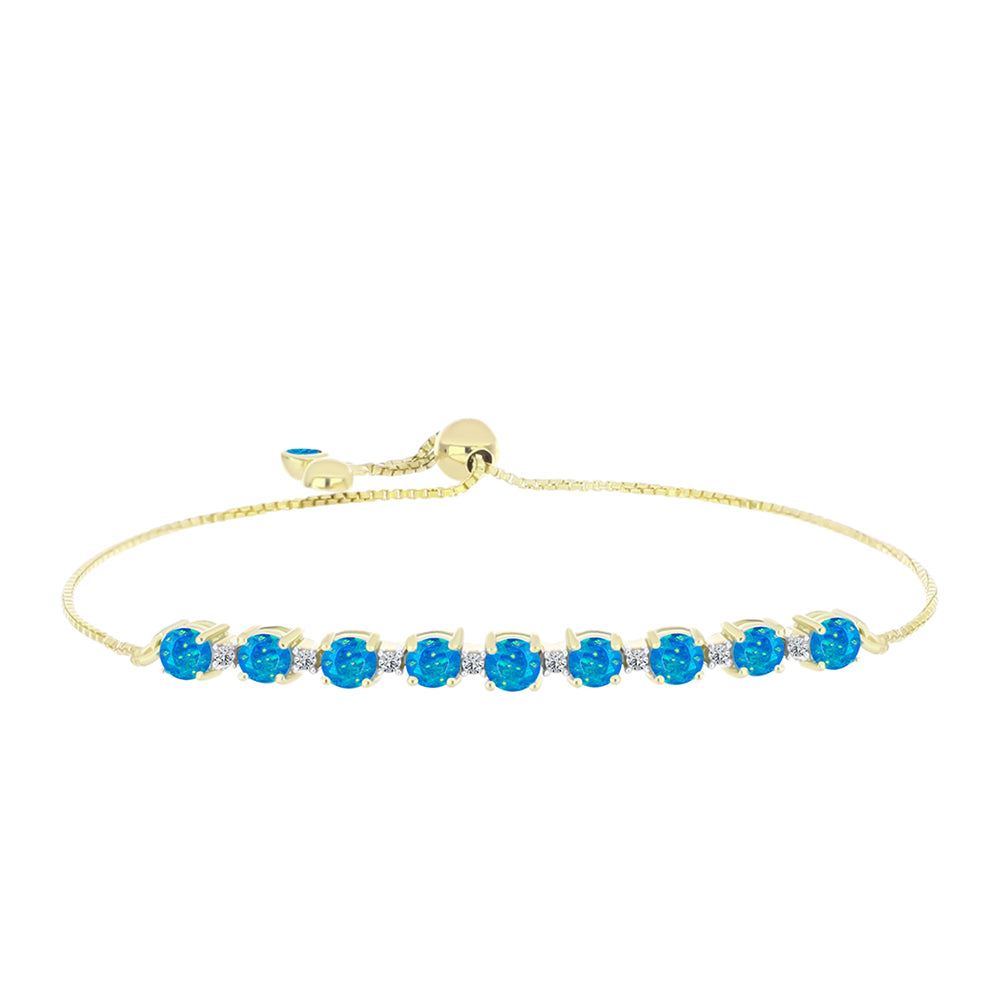 Brățară din Argint 925 Placat cu Aur ( 5.6 grame ) cu Opal Albastru Etiopian Paraiba și Topaz Alb 1.64 Carate 1 