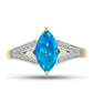 Inel din Argint 925 Placat cu Aur ( 3.38 grame ) cu Opal Albastru Etiopian Paraiba și Topaz Alb 1.17 Carate