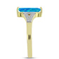 Inel din Argint 925 Placat cu Aur ( 3.38 grame ) cu Opal Albastru Etiopian Paraiba și Topaz Alb 1.17 Carate