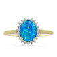Inel din Argint 925 Placat cu Aur ( 2.8 grame ) cu Opal Albastru Etiopian Paraiba și Topaz Alb 1.2 Carate