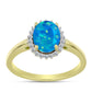 Inel din Argint 925 Placat cu Aur ( 2.8 grame ) cu Opal Albastru Etiopian Paraiba și Topaz Alb 1.2 Carate