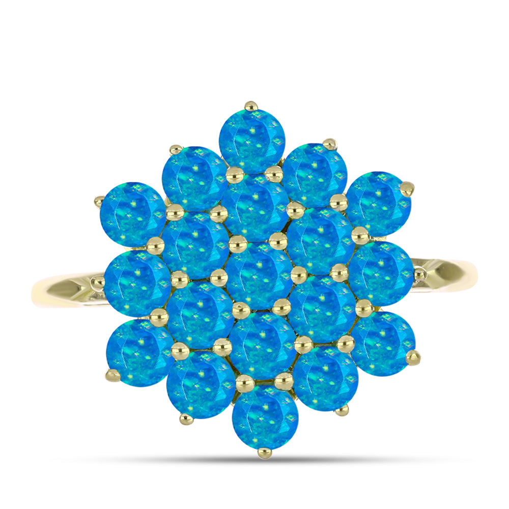 Inel din Argint 925 Placat cu Aur ( 3.03 grame ) cu Opal Albastru Etiopian Paraiba 1.23 Carate 1 