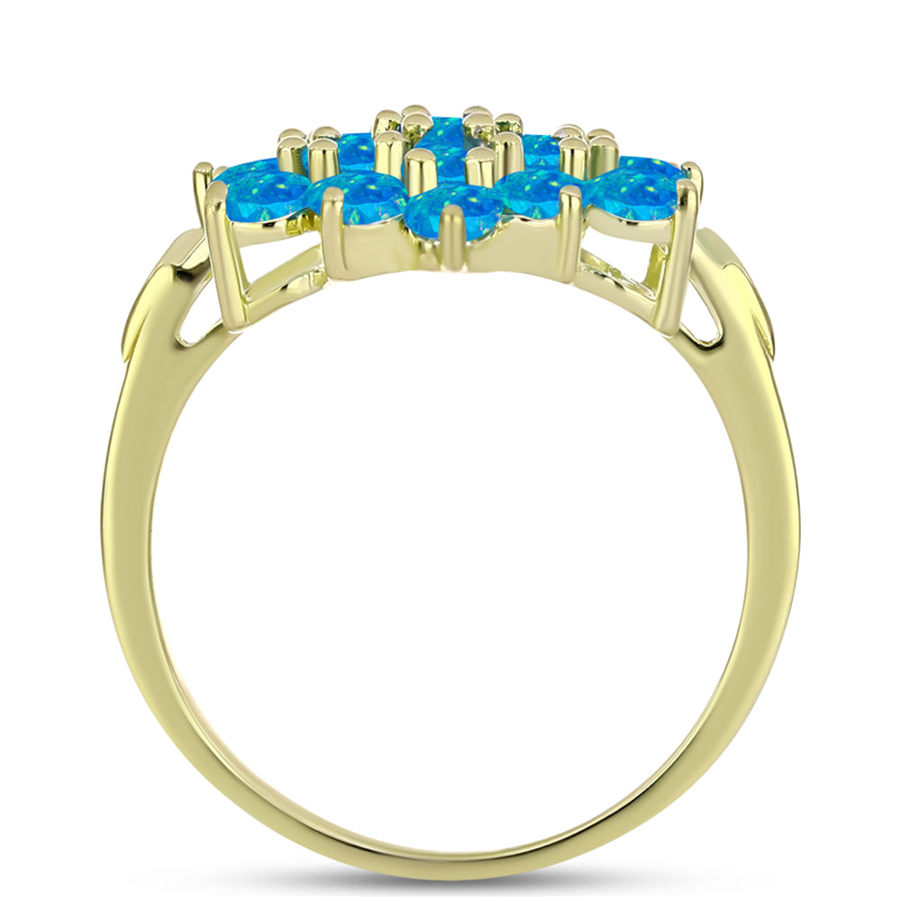 Inel din Argint 925 Placat cu Aur ( 3.03 grame ) cu Opal Albastru Etiopian Paraiba 1.23 Carate 2 