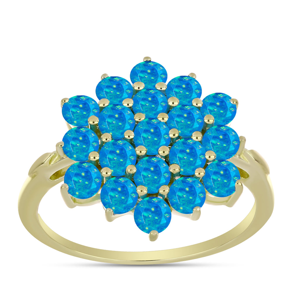 Inel din Argint 925 Placat cu Aur ( 3.03 grame ) cu Opal Albastru Etiopian Paraiba 1.23 Carate
