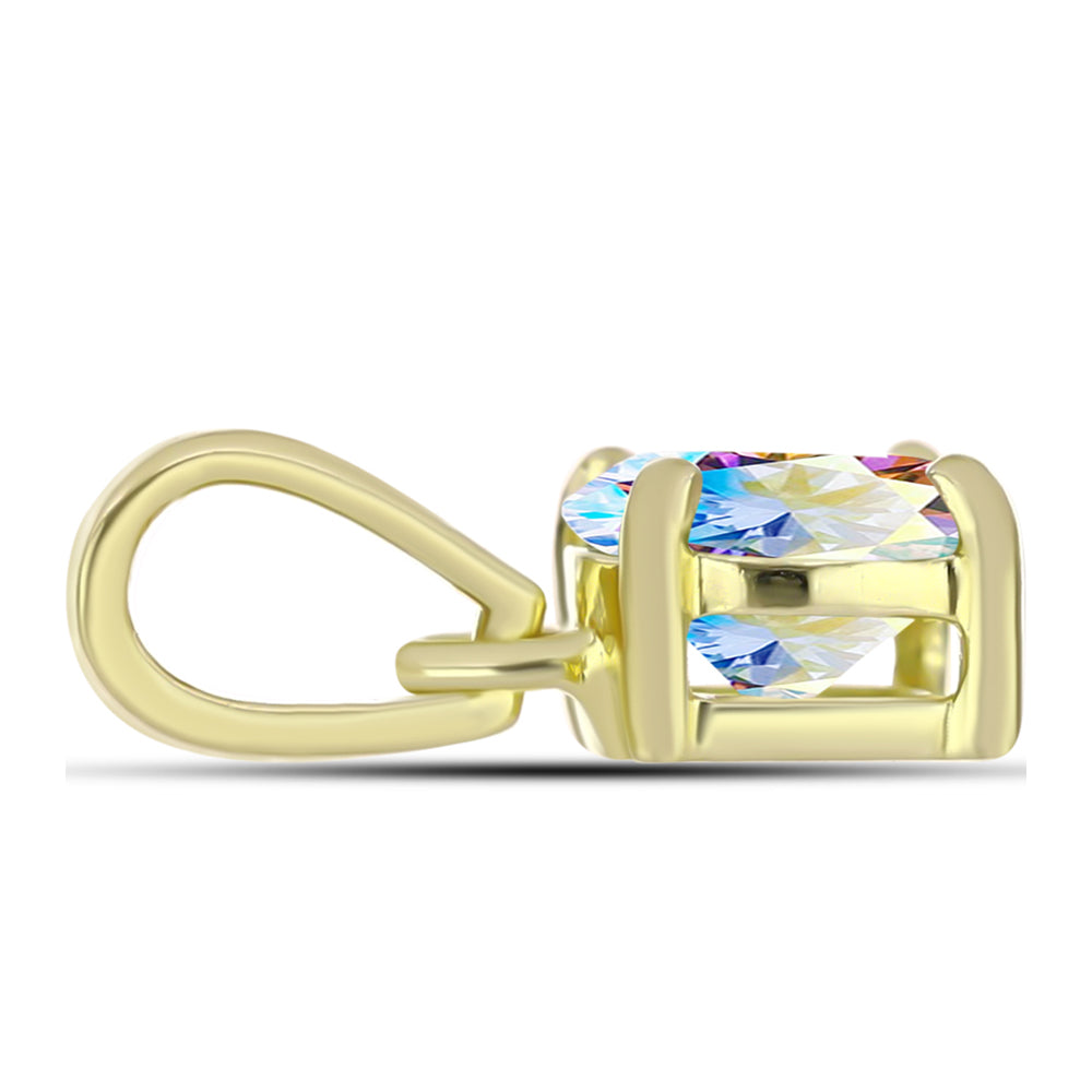 Pandantiv din Argint 925 Placat cu Aur ( 0.55 grame ) cu Moissanit de Gheață 0.75 Carate