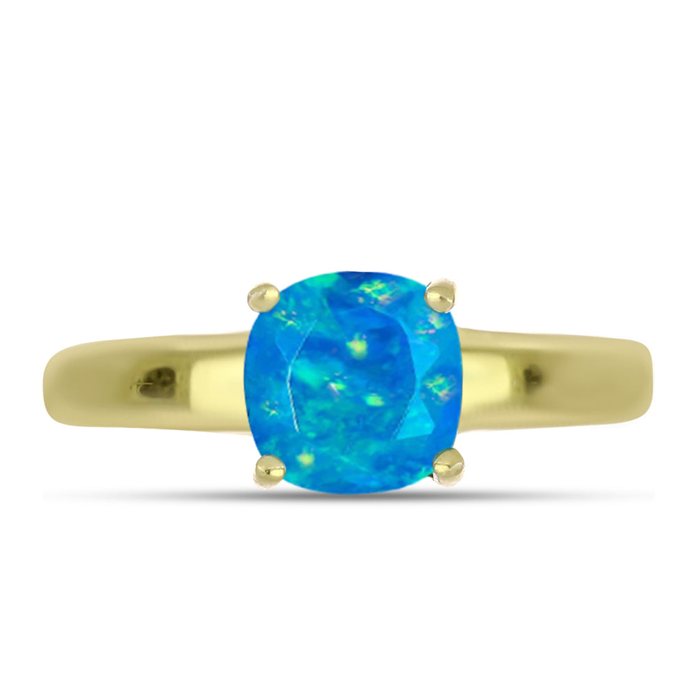Inel din Argint 925 Placat cu Aur ( 2.29 grame ) cu Opal Albastru Etiopian Paraiba 0.73 Carate 1 