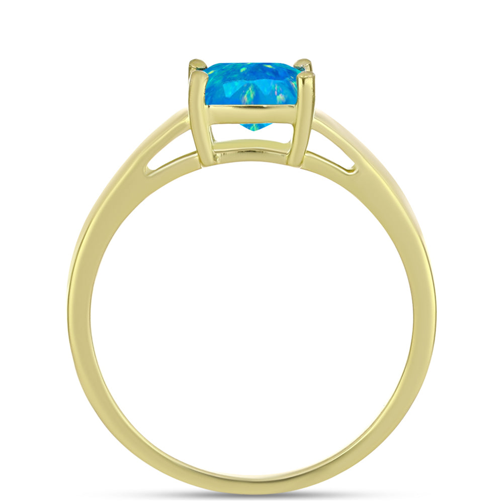 Inel din Argint 925 Placat cu Aur ( 2.29 grame ) cu Opal Albastru Etiopian Paraiba 0.73 Carate