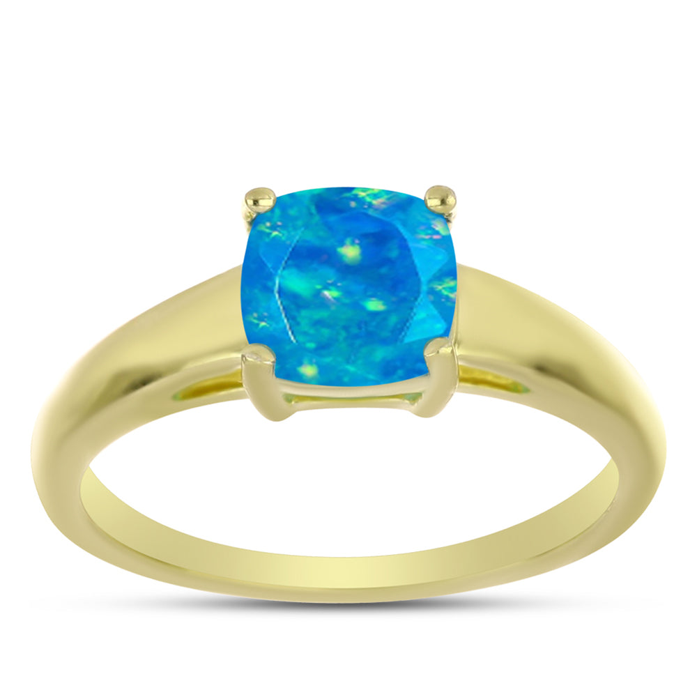 Inel din Argint 925 Placat cu Aur ( 2.29 grame ) cu Opal Albastru Etiopian Paraiba 0.73 Carate 3 