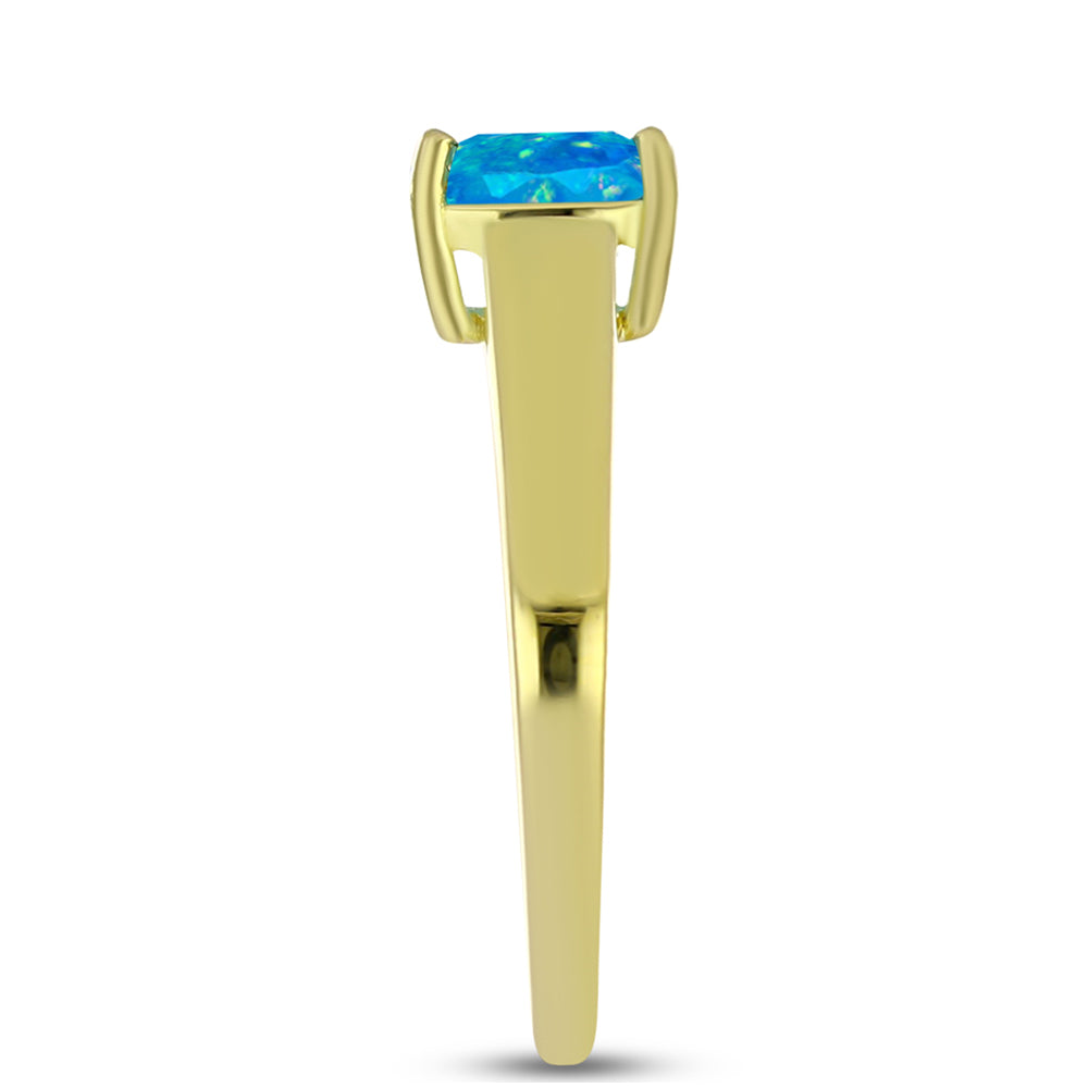 Inel din Argint 925 Placat cu Aur ( 2.29 grame ) cu Opal Albastru Etiopian Paraiba 0.73 Carate 4 