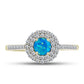 Inel din Argint 925 Placat cu Aur ( 2.52 grame ) cu Opal Albastru Etiopian Paraiba și Topaz Alb 0.67 Carate