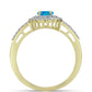 Inel din Argint 925 Placat cu Aur ( 2.52 grame ) cu Opal Albastru Etiopian Paraiba și Topaz Alb 0.67 Carate