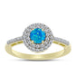 Inel din Argint 925 Placat cu Aur ( 2.52 grame ) cu Opal Albastru Etiopian Paraiba și Topaz Alb 0.67 Carate