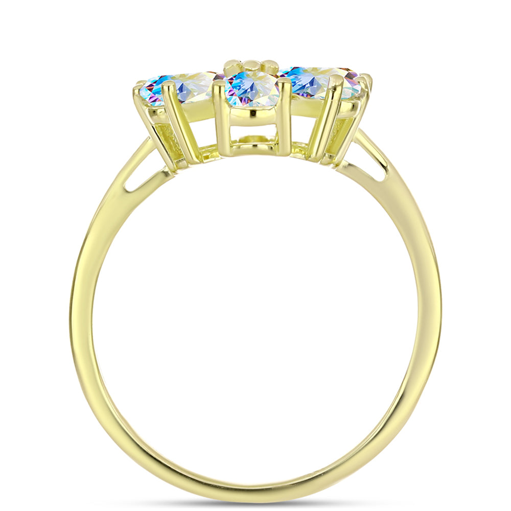 Inel din Argint 925 Placat cu Aur ( 2.91 grame ) cu Moissanit de Gheață și Topaz Alb 2.37 Carate