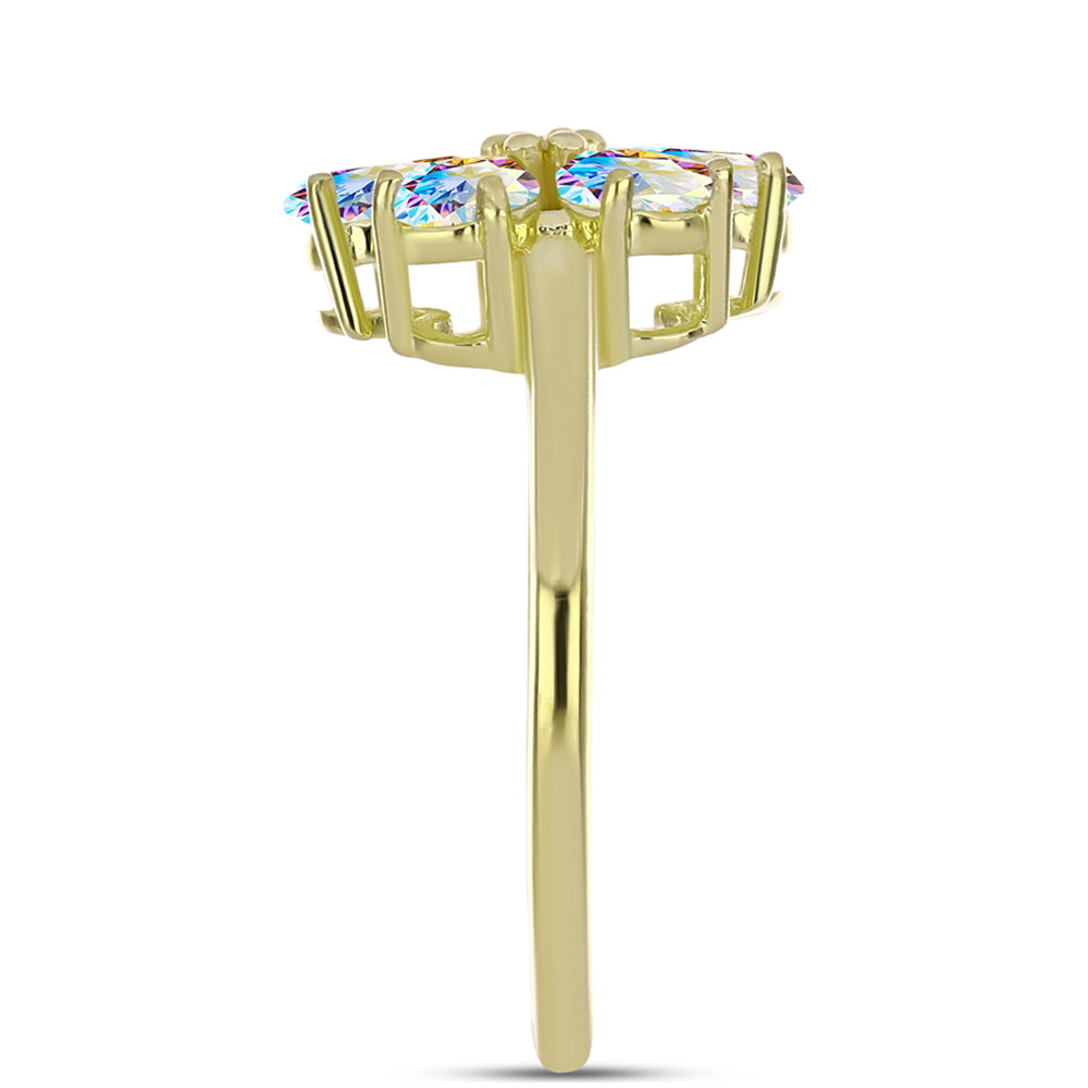 Inel din Argint 925 Placat cu Aur ( 2.91 grame ) cu Moissanit de Gheață și Topaz Alb 2.37 Carate