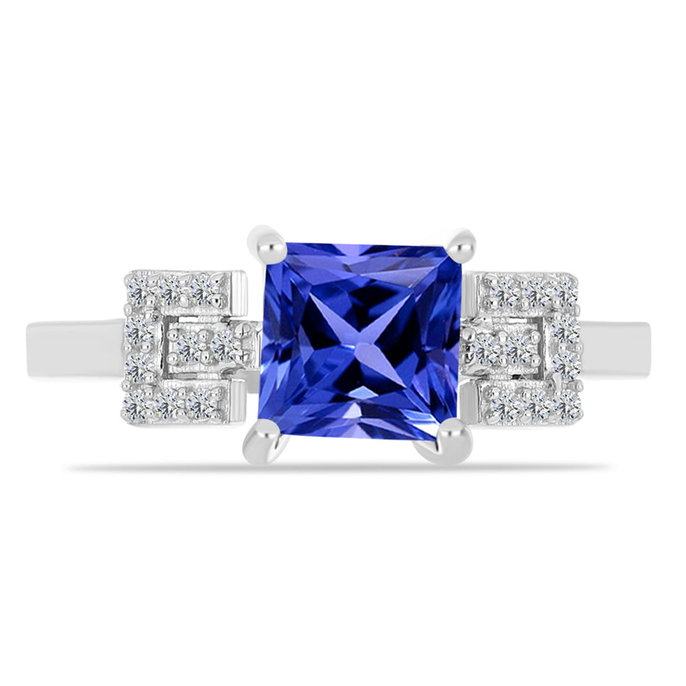 Inel din Argint 925 ( 2.72 grame ) cu Tanzanit și Topaz Alb 1.42 Carate